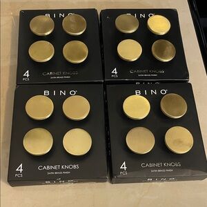 4 BINO Satin Brass Cabinet Knobs 4 pcs each